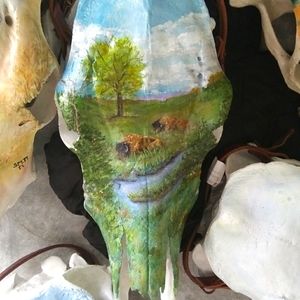 Handpainted cow skull